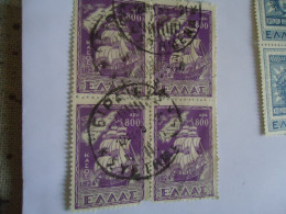 GREECE USED STAMPS 1947 ISLAND UNIONS   BLOCK OF 4 POSTMARK  PEIRAIAS - Gebraucht