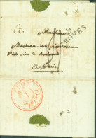Aube Marque Postale Linéaire 9 TROYES Taxe Manuscrite 4 Pour Paris Dateur Rouge D'arrivée 1 OCTOBRE 1807 - 1801-1848: Precursors XIX