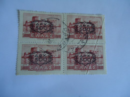 GREECE USED STAMPS 1947 TOPIA  OVERPRINT BLOCK OF 4 POSTMARK - Used Stamps
