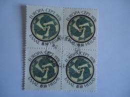 GREECE USED STAMPS  EUROPA 1976 BLOCK OF 4 POSTMARK ΛΕΙΒΑΔΙΑ - Usati