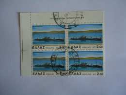 GREECE USED STAMPS  SHIPS  1978  BLOCK OF 4 POSTMARK  ΘΕΣΣΑΛΟΝΙΚΗ - Oblitérés