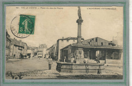 CPA (63) VIC-le-COMTE - Aspect De La Fontaine Place Du Jeu De Paume Et De La Halle, Marché Couvert, En 1910 - Vic Le Comte
