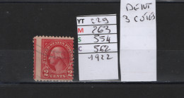 PRIX FIXE Obl 229 YT263 MIC 554 SCO 562 GIB George Washington  1922    Etats Unis 58/07  Dentelé 3 Cotés - Used Stamps
