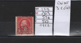 PRIX FIXE Obl 229 YT263 MIC 554 SCO 562 GIB George Washington  1922    Etats Unis 58/07  Dentelé 3 Cotés - Used Stamps