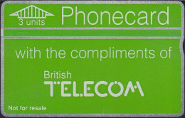 UK - British Telecom L&G  BTD021 - 5th Issue Phonecard Compimentary - 3 Units - 050D - BT Definitive Issues