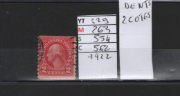 PRIX FIXE Obl 229 YT263 MIC 554 SCO 562 GIB George Washington  1922    Etats Unis 58/07  Dentelé 2 Cotés - Gebraucht