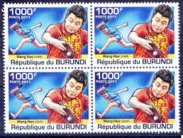 Wang Hao Retired Chinese Table Tennis WC China, Sports Burundi 2011 MNH In Blk - Tafeltennis