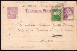 Murcia - Edi O EP 75+Esp. 682 - Entero Postal Mat "Cartagena 11/05/37" A Valencia - 1931-....