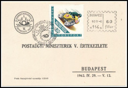 1963 A Postaügyi Miniszterek V. értekezletére Készült Levelezőlap A Budapest 114. Posta Levélfelvevő Automatája által Ny - Altri & Non Classificati