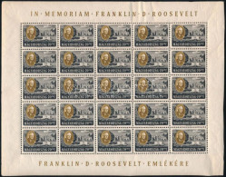 ** 1947 Roosevelt 70+70f Teljes ív (56.250) (fogelválások, Ráncok / Aparted Perf, Creases) - Other & Unclassified