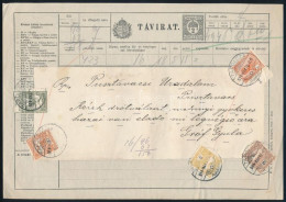 1914 I. Világháború Előtti Távirat 5 Színű Bélyegekkel Turul 2f + 20f + 30f + 1K + Árvíz 6f Bérmentesítéssel +TAPOLCZA"  - Andere & Zonder Classificatie