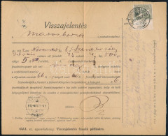 1912 Visszajelentés Turul 6f Bérmentesítéssel "MAROSBORSA" - Sonstige & Ohne Zuordnung