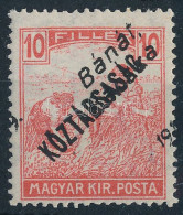 ** Bánát-Bácska 1919 Arató / Köztársaság 10f, Bodor Vizsgálójellel (10.000) - Sonstige & Ohne Zuordnung