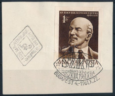 O 1961 Arcképek (III.) - Lenin Vágott Bélyeg Elsőnapi és Alkalmi Bélyegzéssel Kivágáson - Autres & Non Classés