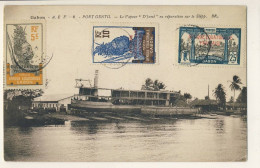 (P87) GABON Y&T N°91+93+96 - CARTE POSTALE (VAPEUR D'JAME) POINTE NOIRE => BELGIQUE 1933 - Briefe U. Dokumente