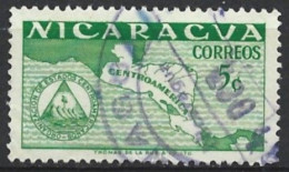 Nicaragua 1953. Scott #741 (U) Map Of Central America - Nicaragua