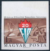 ** 1971 20 éves Az Ellenállók Nemzetközi Szövetsége ívszéli Vágott Bélyeg - Sonstige & Ohne Zuordnung