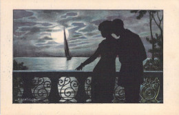 Illustrateur - Bertiglia - Silhouettes D'amoureux - Sur Un Balcon - Carte Postale Ancienne - Bertiglia, A.