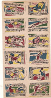 Czechoslovakia - Czechia 12 Matchbox Labels 1963, Sport Swimming Judo Handball Skiing Fotball Cycling Voleyball Run - Boites D'allumettes - Etiquettes