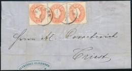 1861 3 X 5kr Levélen "SISSEK" - Triest - Sonstige & Ohne Zuordnung