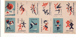 Czechoslovakia - Czechia 12 Matchbox Labels, Exercise And Sports For Health - Boites D'allumettes - Etiquettes