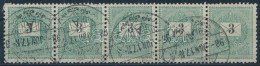 O 1889 3kr ötöscsík, Lemezösszefüggés / Mi 29 Stripe Of 5 - Otros & Sin Clasificación