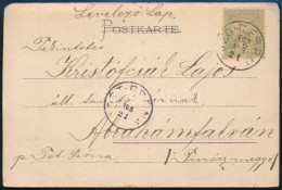 1902 Képeslap Turul 5f Bérmentesítéssel "VÉGHLES P. U." Pályaudvari Bélyegzéssel Abrahámfalvára Küldve - Other & Unclassified