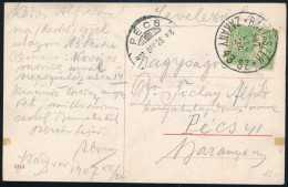 1907 Képeslap "ZÁKÁNY- BÁTASZÉK" Vasúti Mozgóposta Bélyegzéssel / Postcard With Railway Postmark - Other & Unclassified