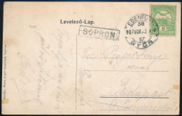 1907 Képeslap "EBENFURT / GYŐR" + "SOPRON" Vasúti Bélyegzésekkel / Postcard With Railway Postmarks - Other & Unclassified