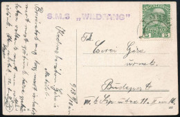 1913 Tábori Posta Képeslap 5h Bérmentesítéssel "S.M.S. WILDFANG" - Autres & Non Classés