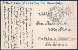 1916 Tábori Posta Képeslap "K.u.K. MARINEFELDPOSTAMT / POLA " , "K.u.K. Kriegsmarine / Erzh. Karl" - Otros & Sin Clasificación