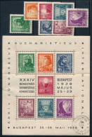 O 1938 Eucharisztikus Blokk (törés / Folded, Rozsda / Stain) + Blokkból Kiszedett Sor (12.500) - Autres & Non Classés