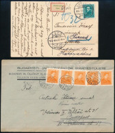 1934-1936 Képeslap "Elköltözött" és Levél "Ismeretlen" Ragjeggyel, Címnyomozással - Autres & Non Classés
