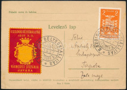 1937 II. Szolnoki Bélyegkiállítás Levélzáró Futott Levelezőlapon / Postcard With Label - Autres & Non Classés