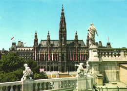VIENNA, ARCHITECTURE, TOWN HALL, THEATRE, STATUE, FLAGS, AUSTRIA, POSTCARD - Wien Mitte