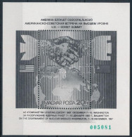 ** 1987 Csúcstalálkozó Feketenyomat Blokk Zöld Sorszámmal (8.000) (ránc / Crease) - Otros & Sin Clasificación