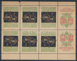 ** 1921/3ba Félszázados A Magyar Levélbélyeg Emlékív (az Oldalsó ívszélek Hiányoznak) (12.000) / Souvenir Sheet Without  - Otros & Sin Clasificación