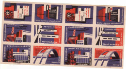 Czechoslovakia - Czechia 12 Matchbox Labels, Let's Support The Construction Industry - Bridges, Tunnels,.. - Boites D'allumettes - Etiquettes