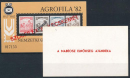 ** 1988 SZOCFILEX Normál + Ajándék Karton Emlékív "A MABÉOSZ Elnökség Ajándéka" - Autres & Non Classés
