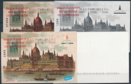 ** 1998/6a Óbuda-Buda-Pest Egyesítésének 125. évfordulója 4 Db-os Emlékív Garnitúra Piros Felülnyomással, Azonos Sorszám - Sonstige & Ohne Zuordnung