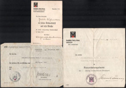 1941-1943 Deutsches Rotes Kreuz (Német Vöröskereszt) 3 Db Okmánya ápolónő Részére: 5 éves Szolgálatért Járó Kitüntetés A - Sonstige & Ohne Zuordnung