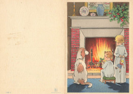 Barré Dayez * CPA Double Illustrateur N°12688 B * Noël * Enfants Chien Dog Feu De Cheminée Poupée Doll Jeu Jouet - 1900-1949
