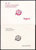 1982-1985 Munkásőr ünnepségekre Szóló Meghívók, 2 Db - Sonstige & Ohne Zuordnung