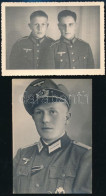 Cca 1940 2 Db Wehrmacht Katona Fotó, Fotólap. Tiszti Sapkajelvény - Sonstige & Ohne Zuordnung