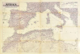 Cca 1942 Északnyugat-Afrika és A Földközi-tenger Nyugati Része,1:3,400.000, Bp., M. Kir. Térképészeti Intézet, Hajtott,  - Altri & Non Classificati