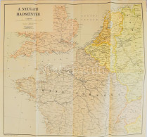 Cca 1940 A Nyugati Hadszíntér Térképe, 1 : 1.800.000, Kókai Lajos Kiadása, Bp., Klösz György és Fia, 64,5x59 Cm - Andere & Zonder Classificatie