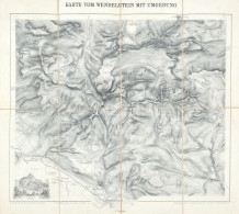 Cca 1890 Wendelstein és Környéke Litografált Térkép A Hegycsúcs Képével Vászonra Kasírozva. 37x31 Cm - Sonstige & Ohne Zuordnung
