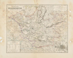 Brandenburg Térképe (Die Preussische Provinz Brandenburg), Jobb Alsó Sarkában Berlin és Környéke Térképpel, XIX. Sz. Köz - Andere & Zonder Classificatie