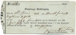 1860. Átvételi Elismervény (Empfangsbestätigung) 2Ft 90 1/2kr-ról - Ohne Zuordnung