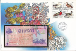 Cook-szigetek / Aitutaki 1992. 3$ Borítékban, Alkalmi Bélyegzésekkel T:UNC Cook Islands / Aitutaki 1992. 3 Dollars In En - Ohne Zuordnung